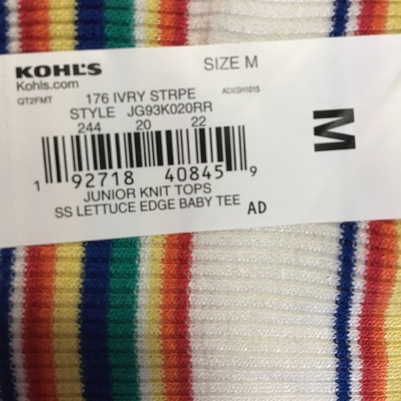 Junior short sleeve rainbow T-shirt Med NWT - Picture 3 of 5